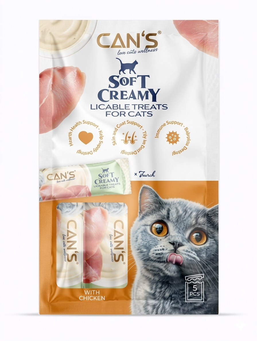 CANS SOFT CREAMY WITH CHICKEN 5X15 GR ( KUTU İÇİ 12 ADETTİR)
