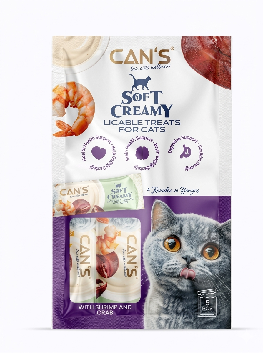 CANS SOFT CREAMY WITH SHRIMP&CRAB 5X15 GR ( KUTU İÇİ 12 ADETTİR)