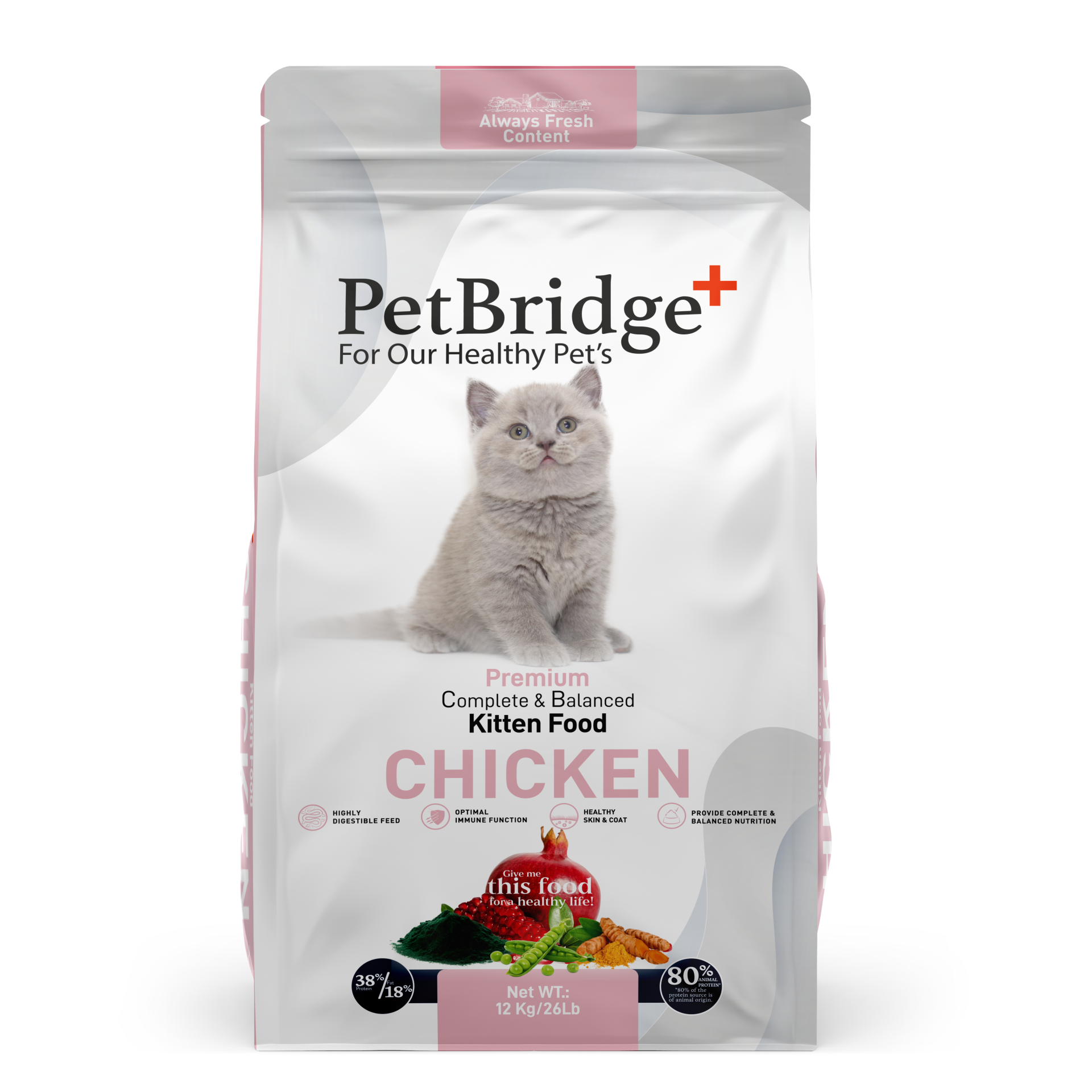PETBRİDGE TAVUK ETLİ YAVRU KEDİ MAMASI 12 KG
