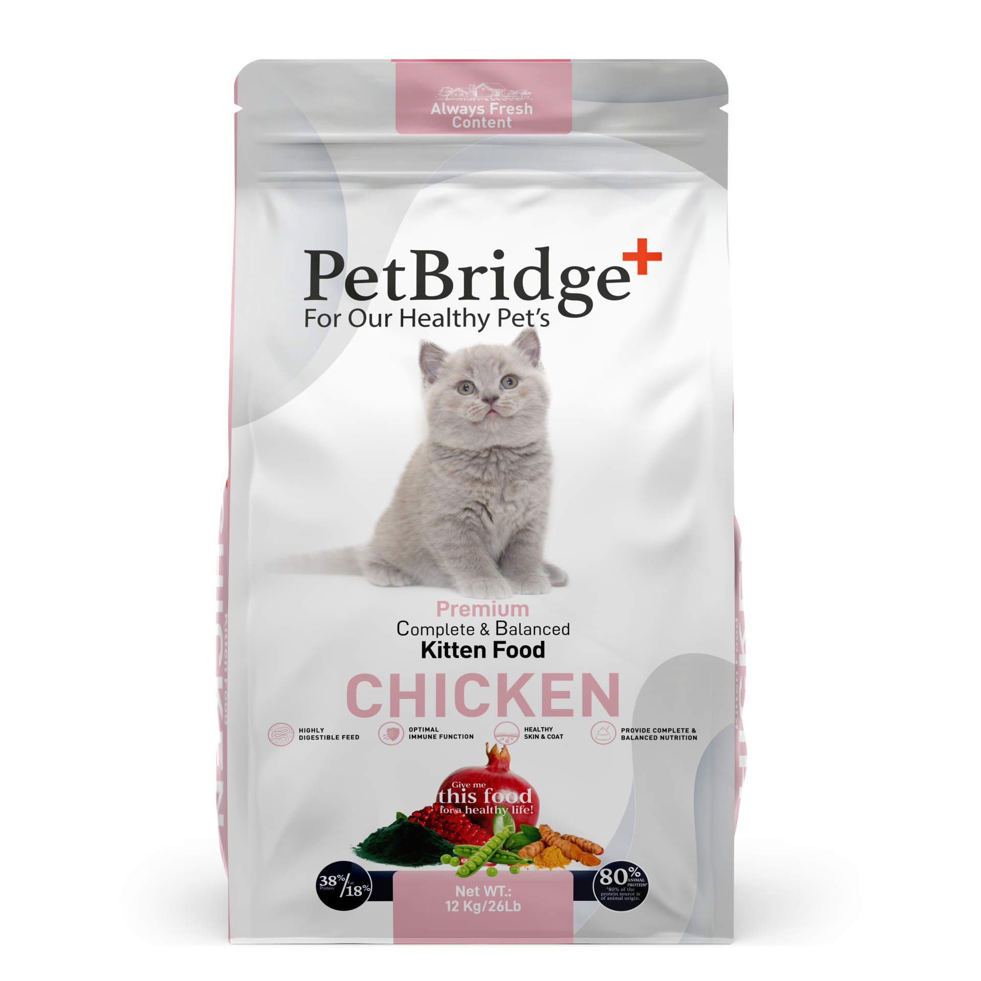 PETBRİDGE TAVUK ETLİ YAVRU KEDİ MAMASI 12 KG