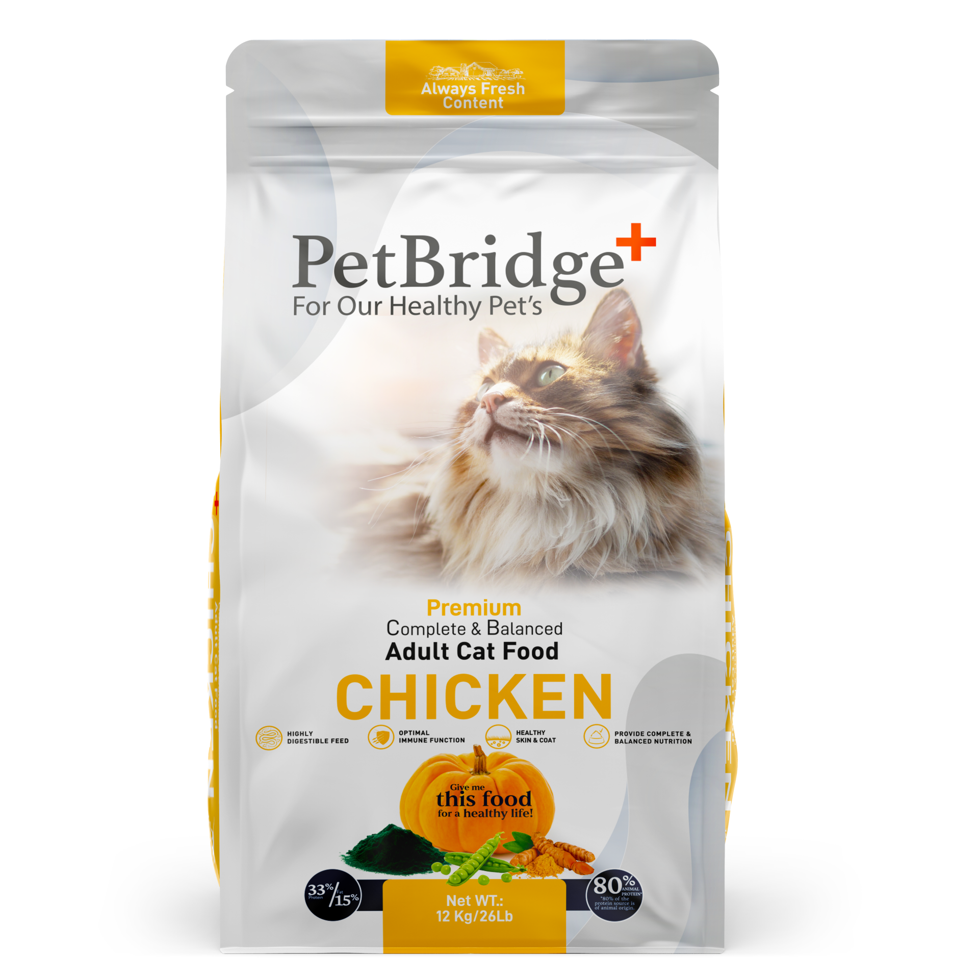 PETBRİDGE TAVUK ETLİ YETİŞKİN KEDİ MAMASI 12 KG