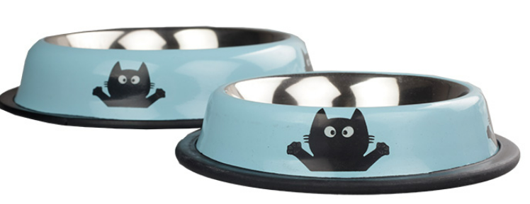 ORİPET KEDİ DESENLİ MAMA KABI MAVİ 8 OZ-12 CM