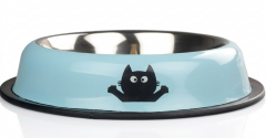 ORİPET KEDİ DESENLİ MAMA KABI MAVİ 8 OZ-12 CM
