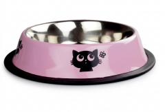 ORİPET KEDİ DESENLİ MAMA KABI PEMBE 16 OZ-15.5 CM