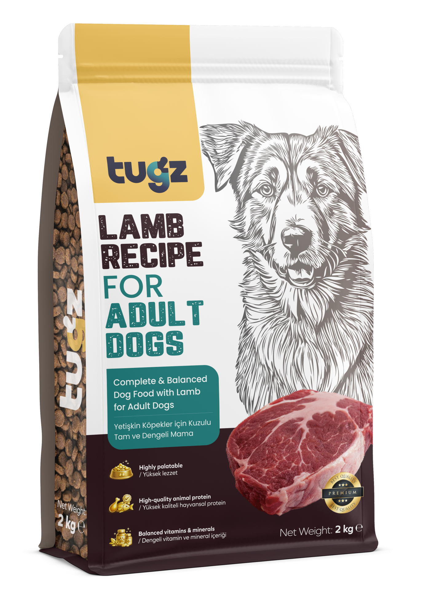 TUGZ KUZULU YETİŞKİN KÖPEK MAMASI 2 KG