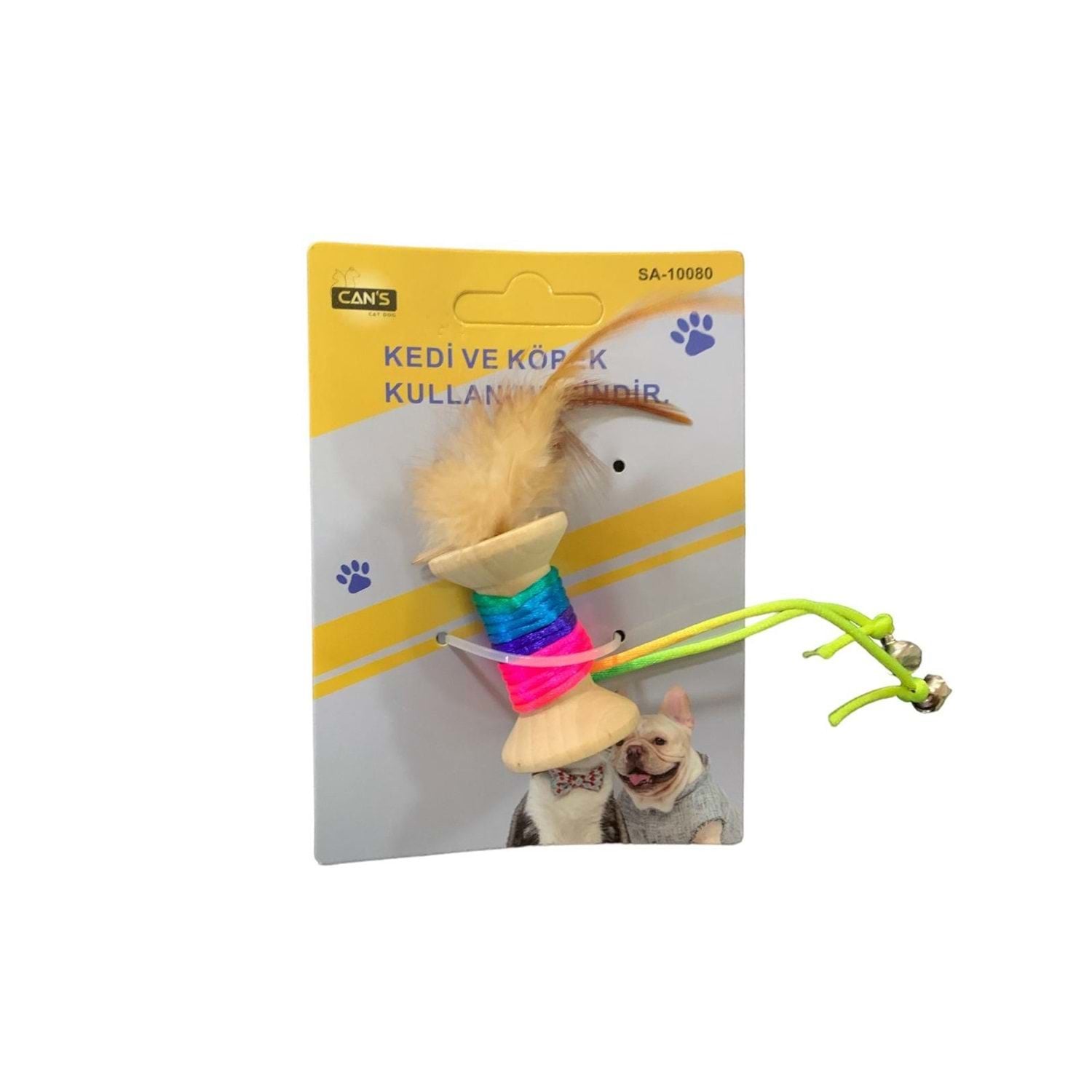 CANS RENKLİ İP SARGILI TÜYLÜ OYUNCAK 15 CM SA10080