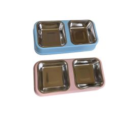 CANS İKİLİ ÇELİK HAZNELİ MAMA KABI 29X14.5 CM STY0198