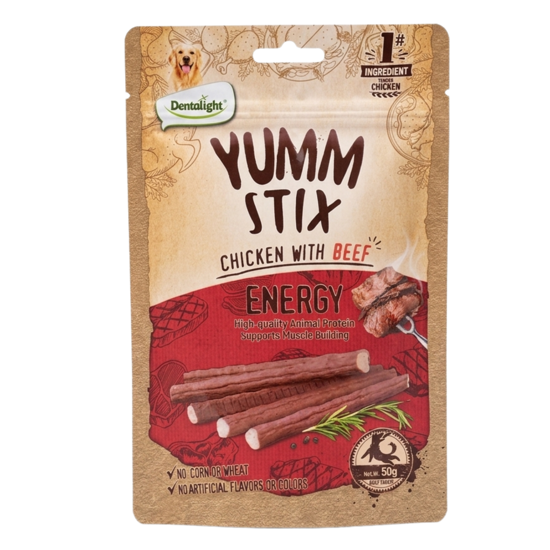 DENTALIGHT YUMM STICK ENERGY CHICKEN WITH BEEF 50 GR