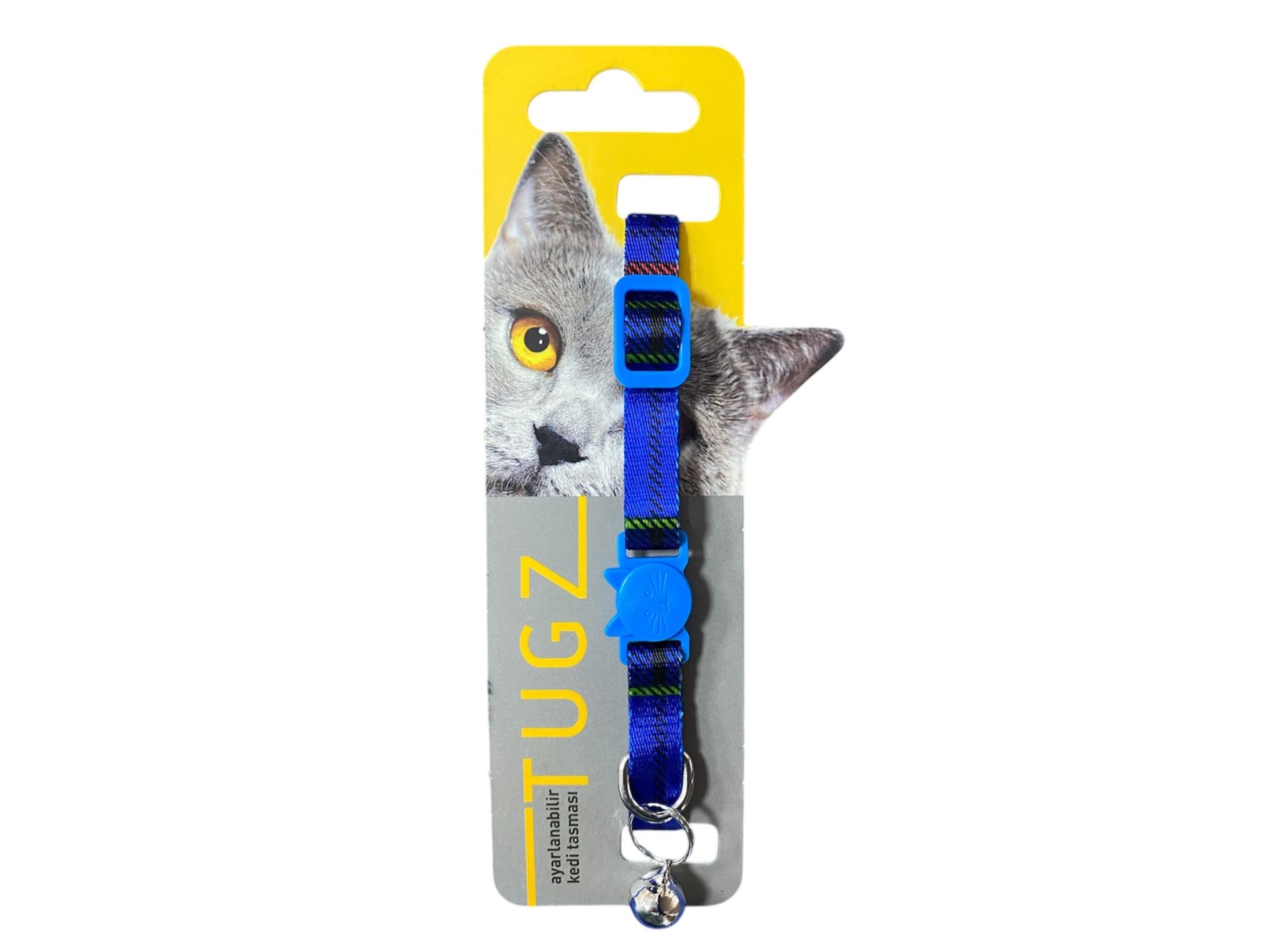 TUGZ KEDİ BOYUN TASMA EKOSE DESENLİ 10 MM X 28 CM