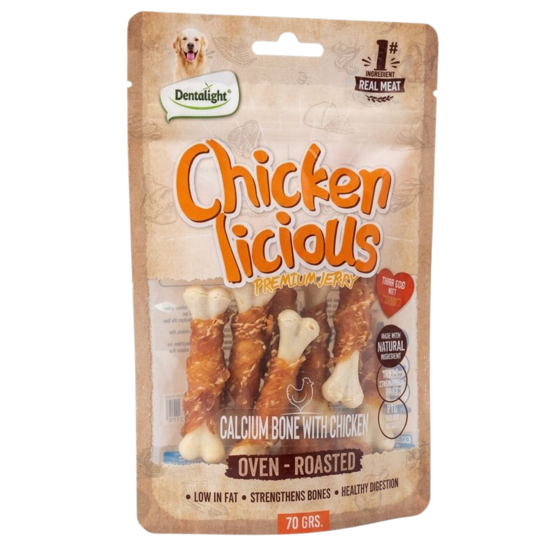 DENTALIGHT CHICKEN CALCIUM BONE WITH CHICKEN  70 GR
