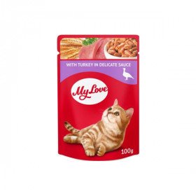 MY LOVE SOS İÇİNDE HİNDİ ETLİ POUCH KEDİ MAMASI 100 GR