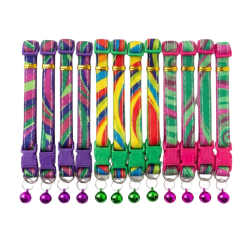 TUGZ BRC-93 RENKLİ BOYUNLUK ZİLLİ TASMA 1 CM (12'Lİ)