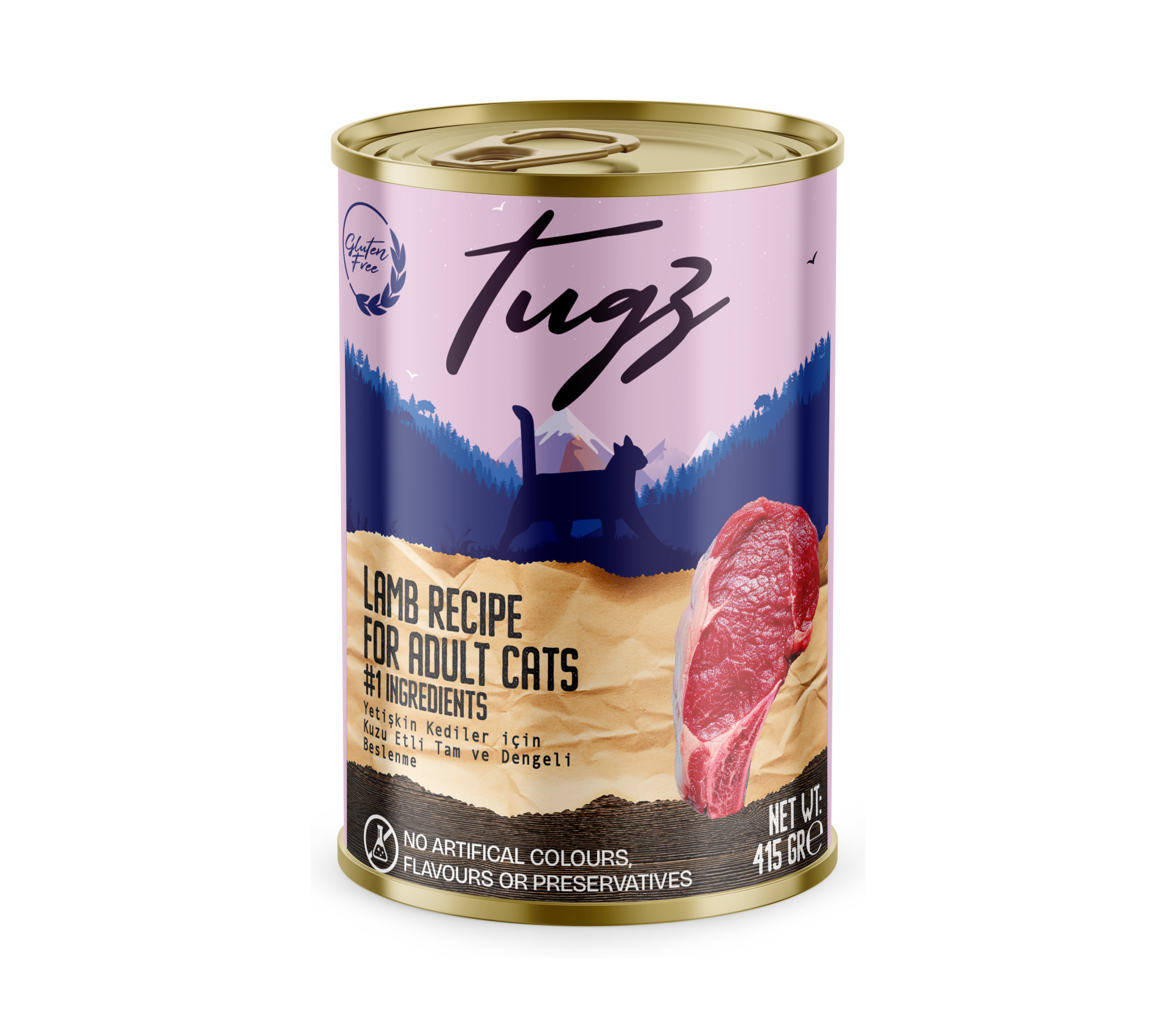 TUGZ KUZU ETLİ YETİŞKİN KEDİ KONSERVE 415 GR
