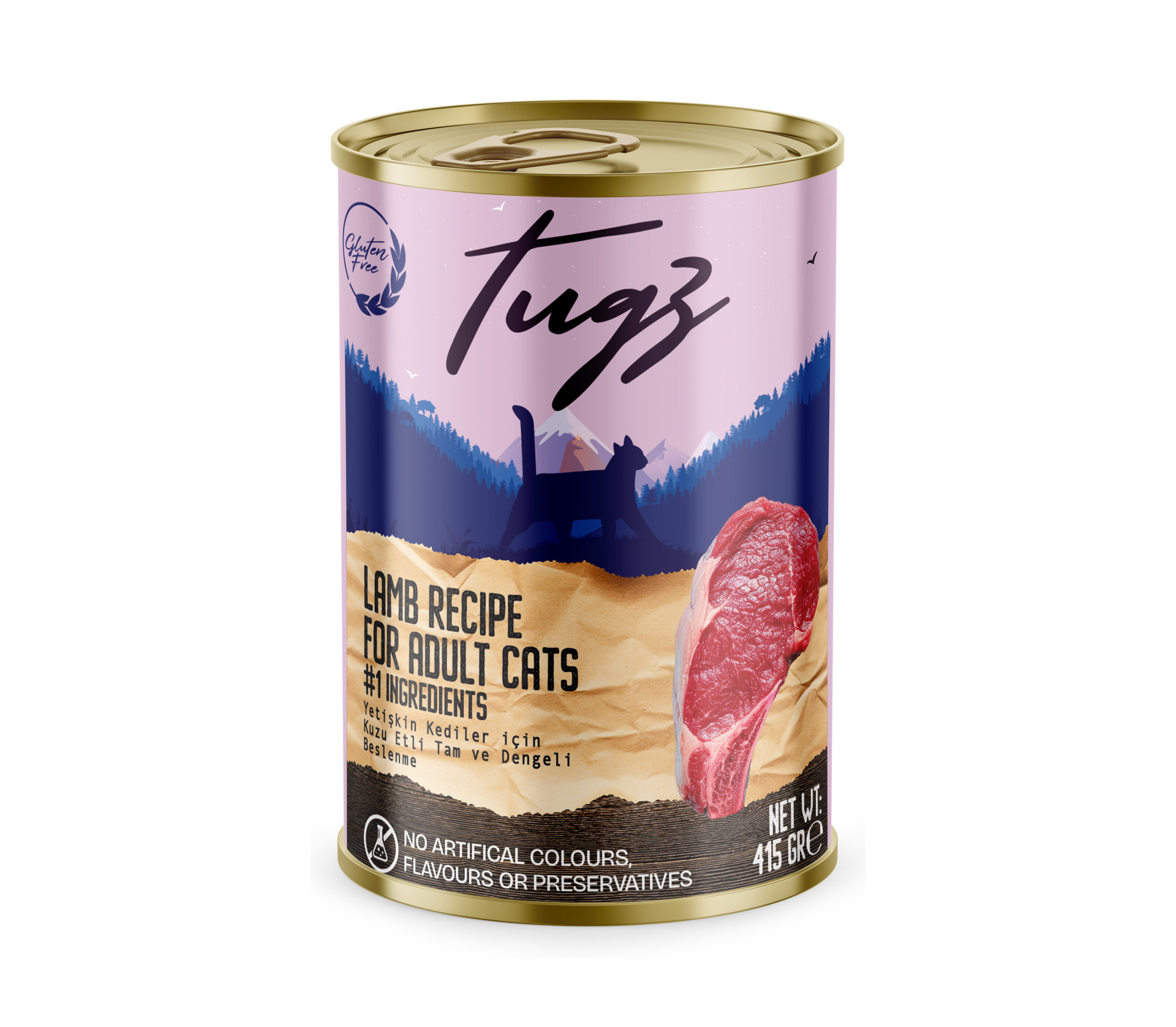 TUGZ KUZU ETLİ YETİŞKİN KEDİ KONSERVE 415 GR (24'LÜ)