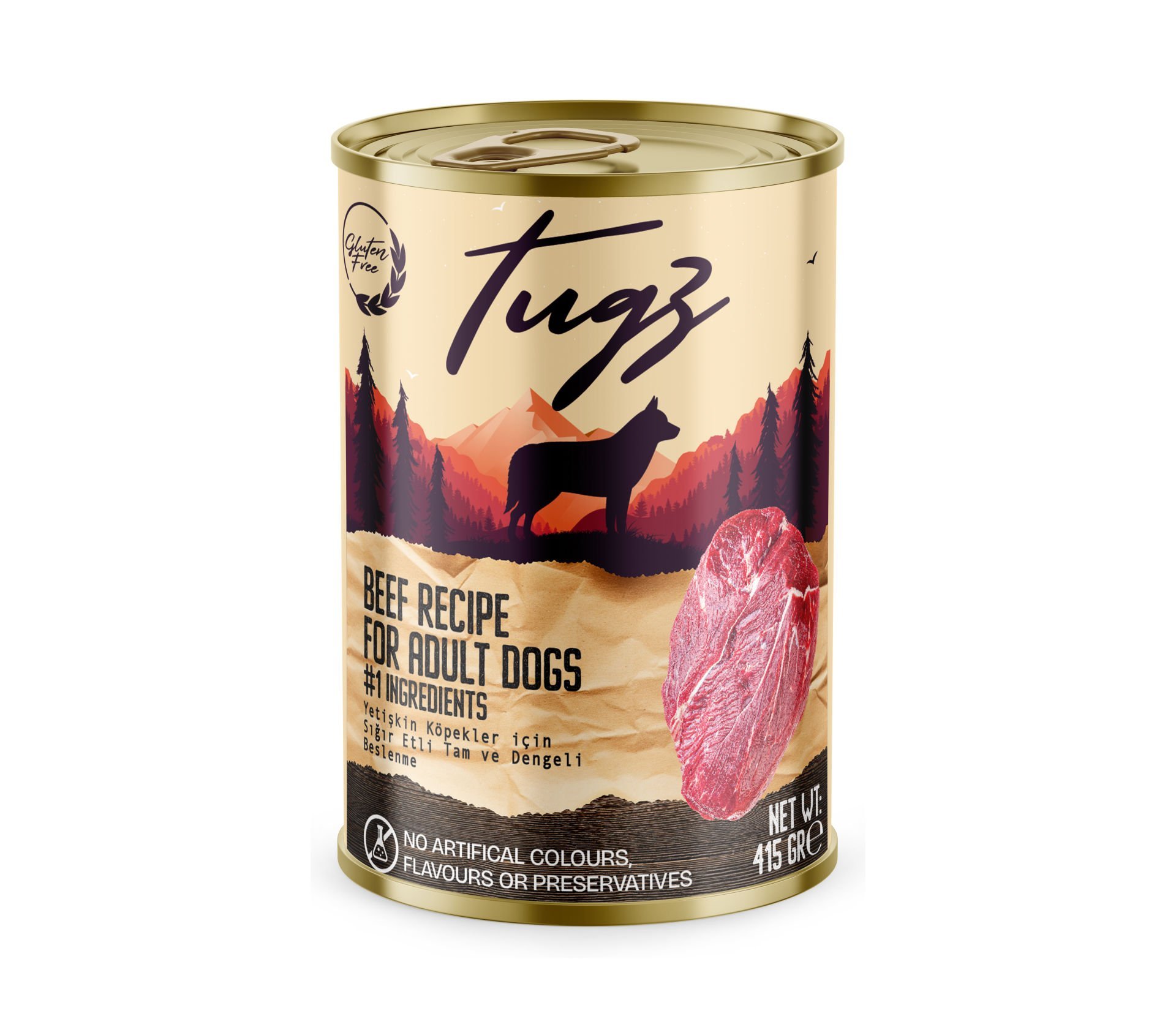 TUGZ SIĞIR ETLİ YETİŞKİN KÖPEK KONSERVE 415 GR (24'LÜ)