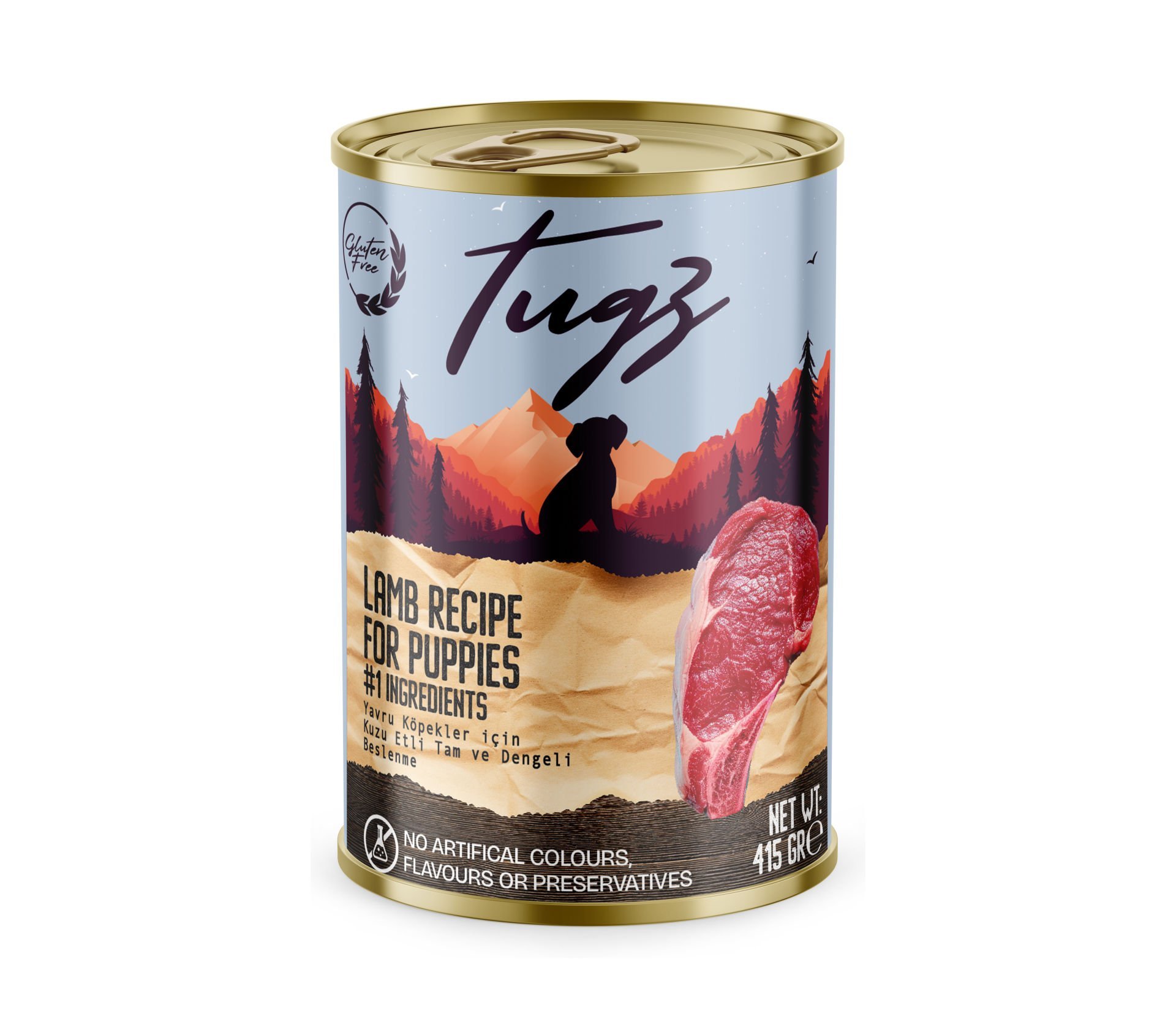 TUGZ KUZU ETLİ YAVRU KÖPEK KONSERVE 415 GR (24'LÜ)