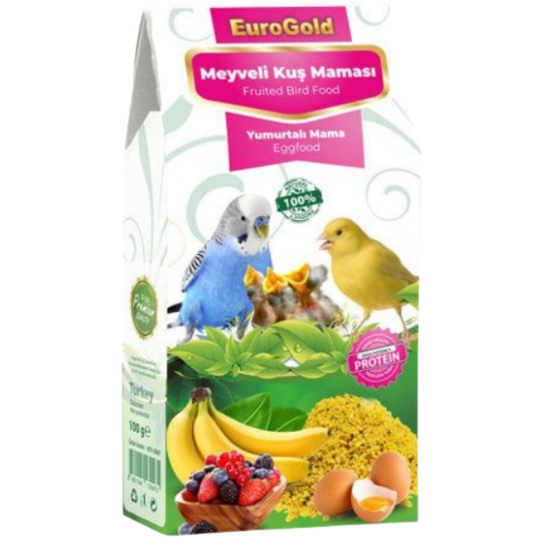 EUROGOLD MEYVELİ YUMURTALI KUŞ MAMASI 100 GR (KUTU İÇİ 10 ADETTİR)