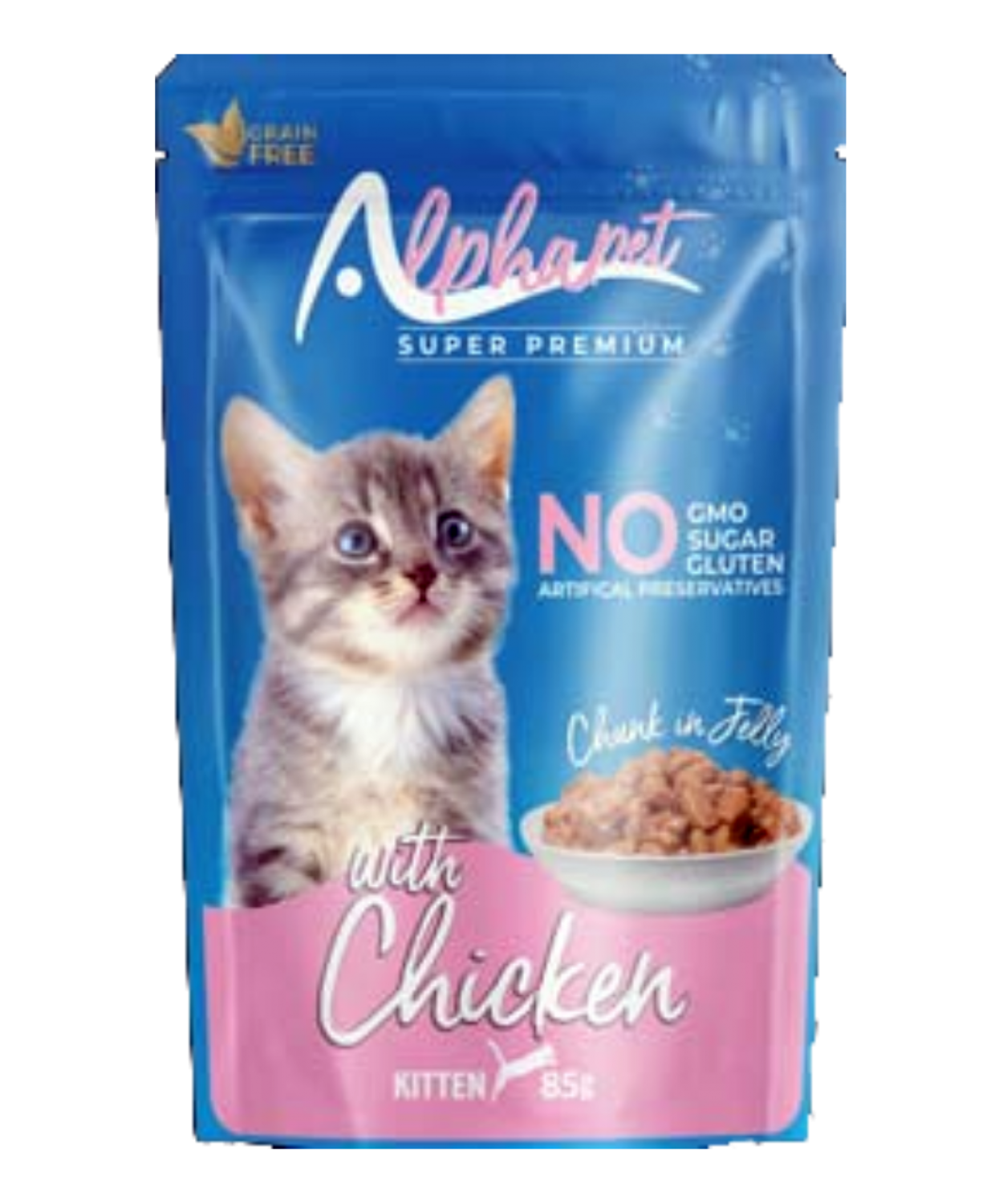 ALPHA SIĞIR TAVUK ETLİ JÖLELİ YAVRU KEDİ POUCH 85GR (KOLİ İÇİ 24 ADET)