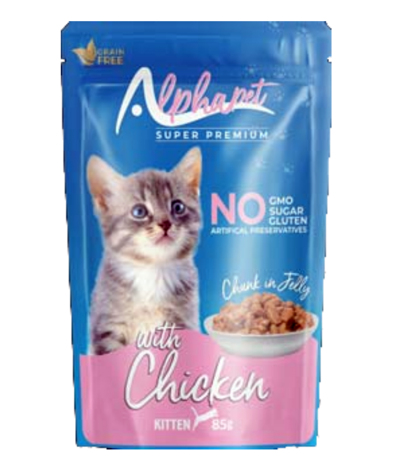 ALPHA SIĞIR TAVUK ETLİ JÖLELİ YAVRU KEDİ POUCH 85GR (KOLİ İÇİ 24 ADET)