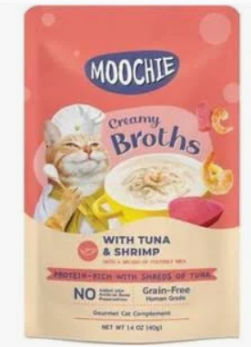 MOOCHİE ÇORBA KEDİ ÖDÜLÜ TON-KARİDES 40 GR (KUTU İÇİ 16 ADETTİR)