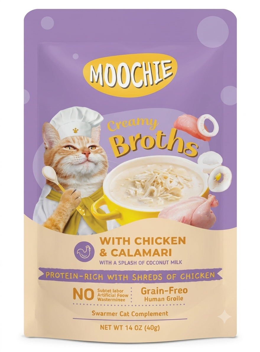 MOOCHİE ÇORBA KEDİ ÖDÜLÜ TAVUK-KALAMAR 40 GR(KUTU İÇİ 16 ADETTİR)
