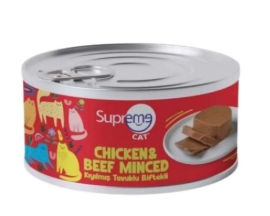 SUPREME CAT TAVUKLU VE BİFTEKLİ KIYILMIŞ YETİŞKİN KONSERVE KEDİ MAMASI 85GR (12'Lİ)