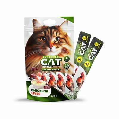 EUROGOLD CAT SIVI KEDİ ÖDÜLÜ TAVUK- CİĞER 5X12 GR