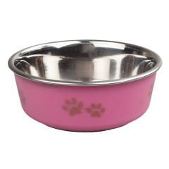 ORİPET PFB(P) 17 CM 830 ML PATİ DESENLİ PEMBE MAMA SU KABI