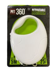 OTOMATİK KÖPEK GEZDİRME TASMASI ŞERİT 5 M BEYAZ PET360