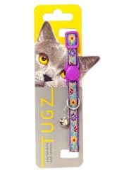 TUGZ ÇİÇEK DESENLİ ÇINGIRAKLI KEDİ BOYUN TASMASI 10 MM/28 CM
