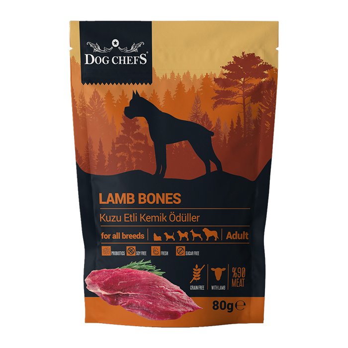 DOG CHEFS LAMB BONES 80 GR KUZU ETLİ KÖPEK ÖDÜLÜ