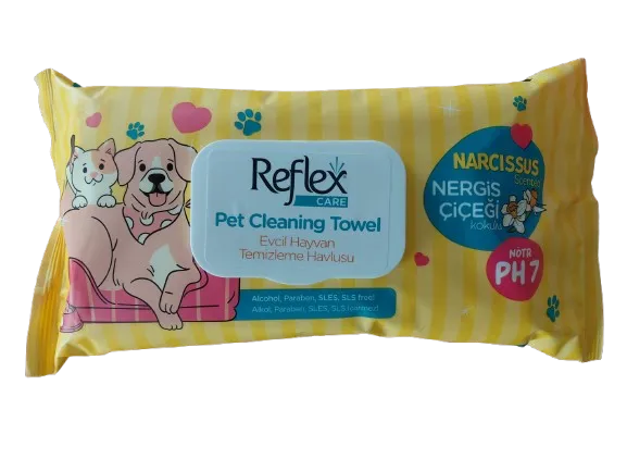 REFLEX EVCİL HAYVANLAR İÇİN ÇOK AMAÇLI HİJYENİK TEMİZLEME HAVLU NERGİS ÇİCEĞİ KOKULU 50'Lİ
