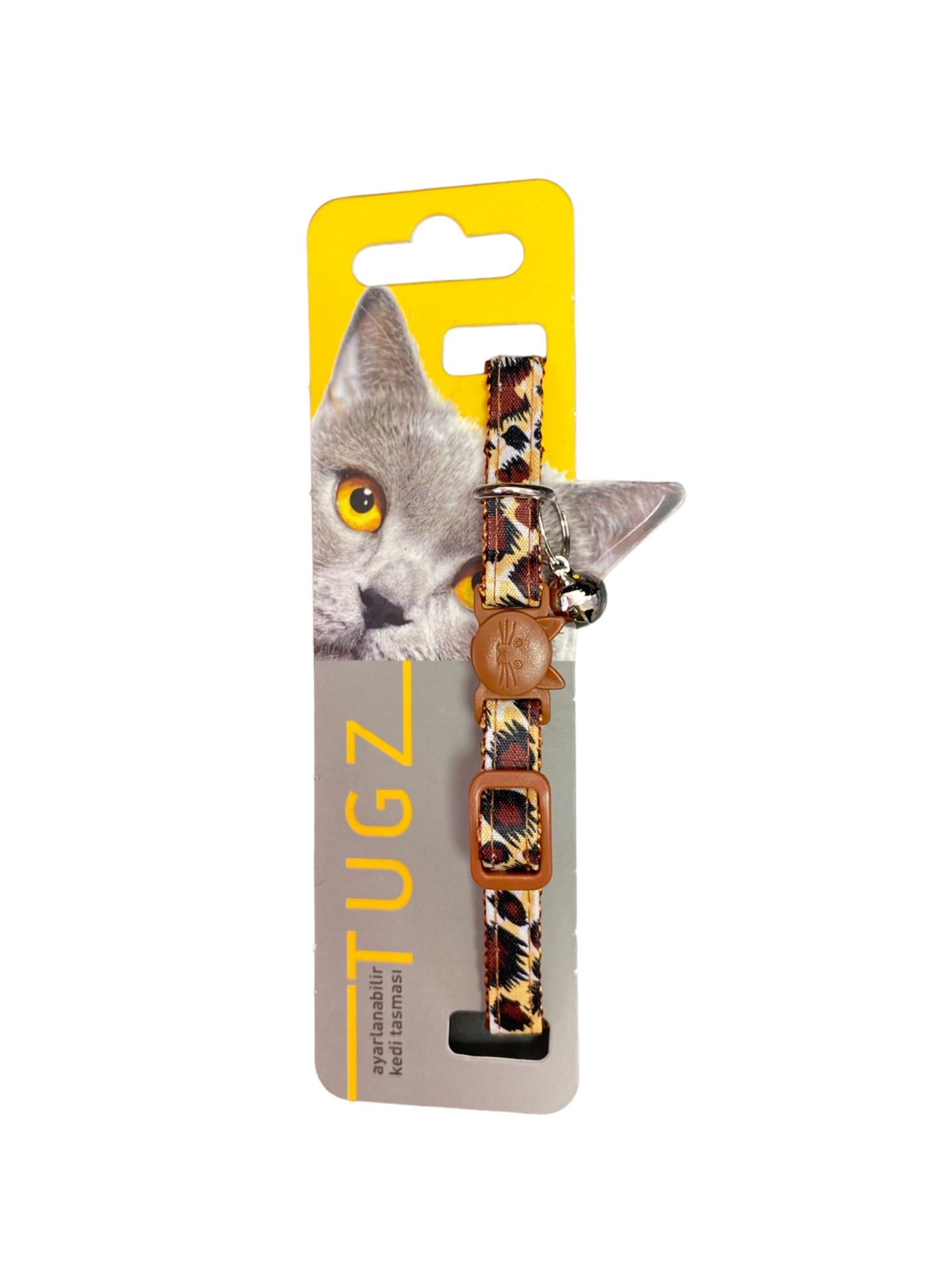 TUGZ LEOPAR DESENLİ ÇINGIRAKLI KEDİ BOYUN TASMASI