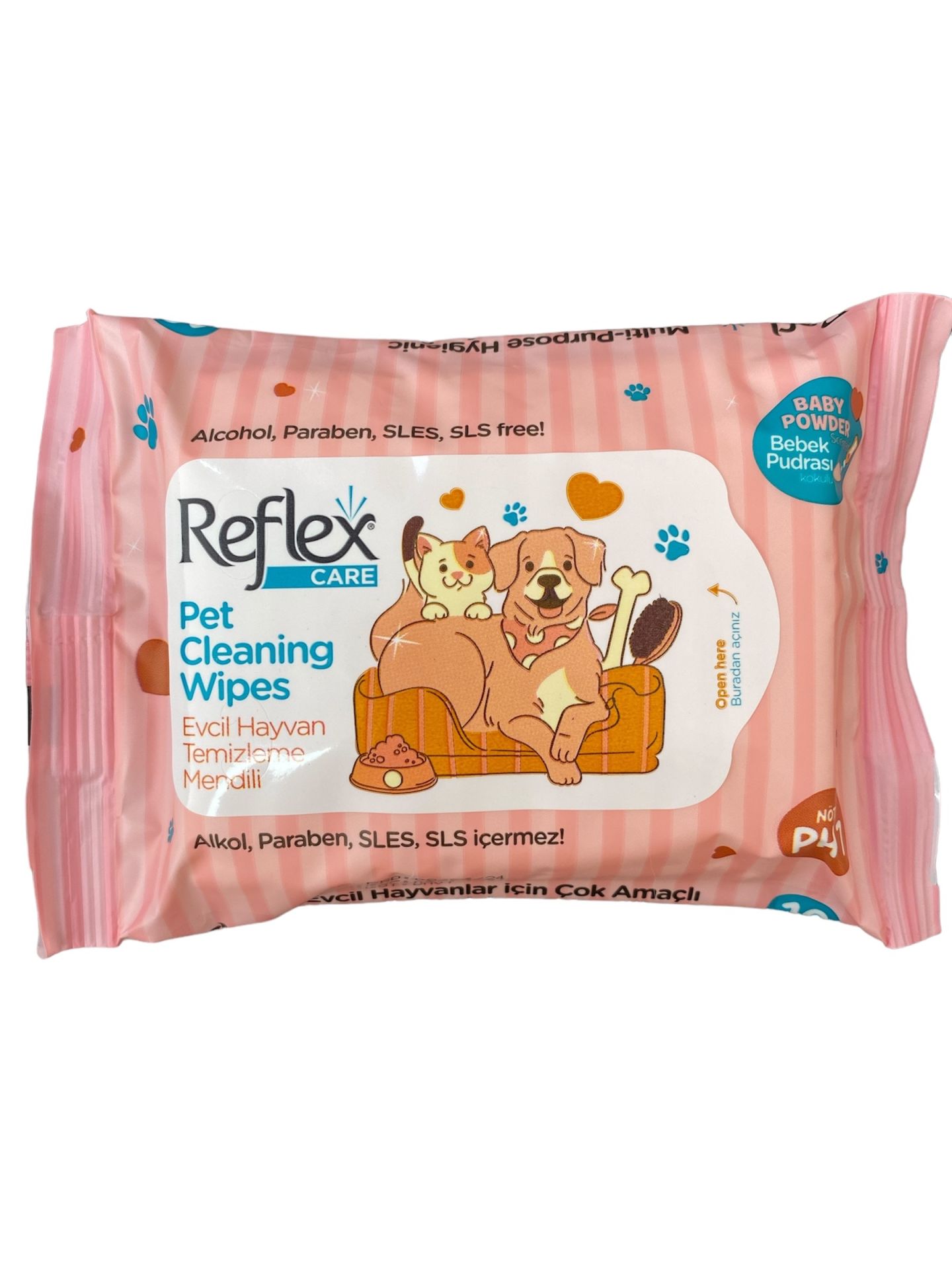 REFLEX CARE EVCİL HAYVANLAR İÇİN ÇOK AMAÇLI HİJYENİK TEMİZLEME MENDİLİ 10 LU
