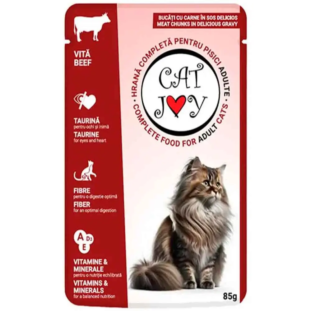 CAT JOY SIĞIR ETLİ YETİŞKİN KEDİ POUCH 85 GR (KOLİ İÇİ 24 ADETTİR)