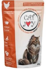 CAT JOY TAVUKLU&CİĞERLİ KEDİ POUCH 85 GR (KOLİ İÇİ 24 ADETTİR)