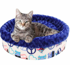 SPECİAL DESENLİ PELUŞ SİMİT YATAK MAVİ 50X50 CM